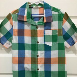 Crazy 8 - Boys Plaid Poplin Button Down Shirt Sz S (5-6)